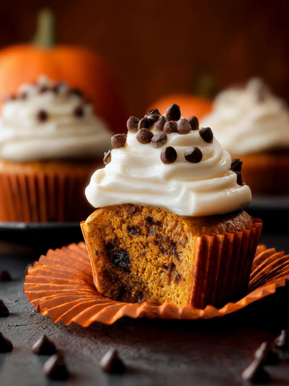 Chocolate Chip Pumpkin Cupcakes: Irresistibly Creamy Delight