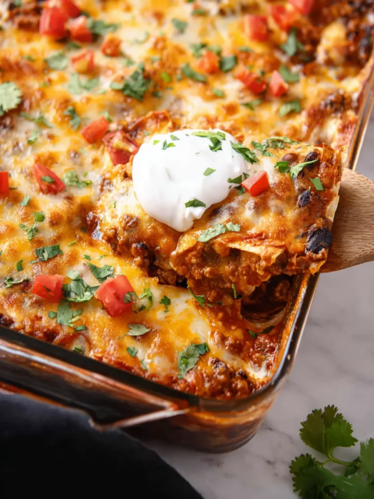 Quick and Easu Ground Beef Enchilada Casserole Recipe First Image