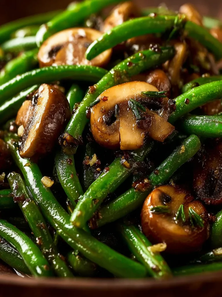Garlic Butter Sautéed Green Beans and Mushrooms First Image