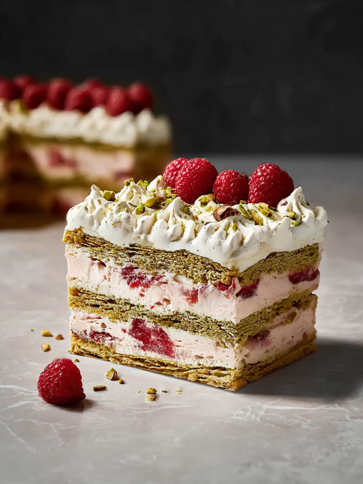 Pistachio and Raspberry Icebox Cake: Refreshingly Indulgent Delight
