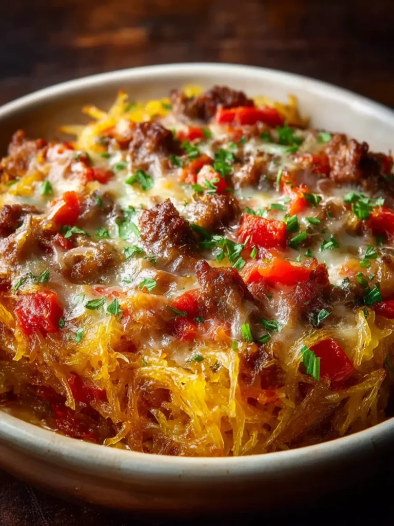 Sausage and Peppers Spaghetti Squash Casserole First Image